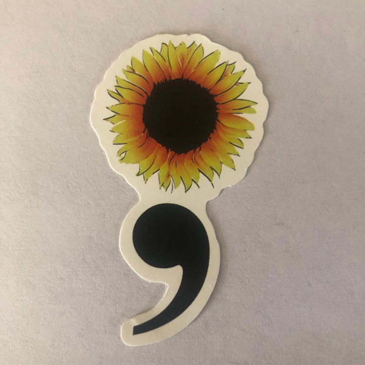 Mental Health and Suicide Awareness Sunflower and Semicolon Sticker