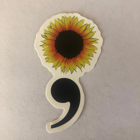 Mental Health and Suicide Awareness Sunflower and Semicolon Sticker