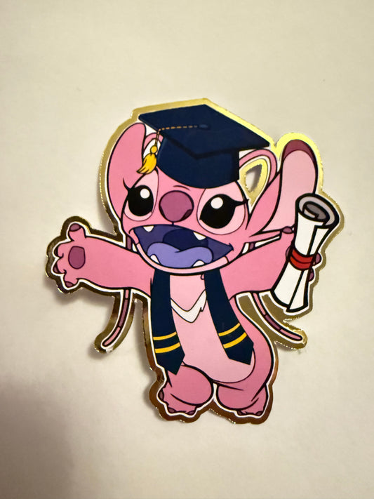 Angel Pink Stitch Cut Out Graduation Leis Topper