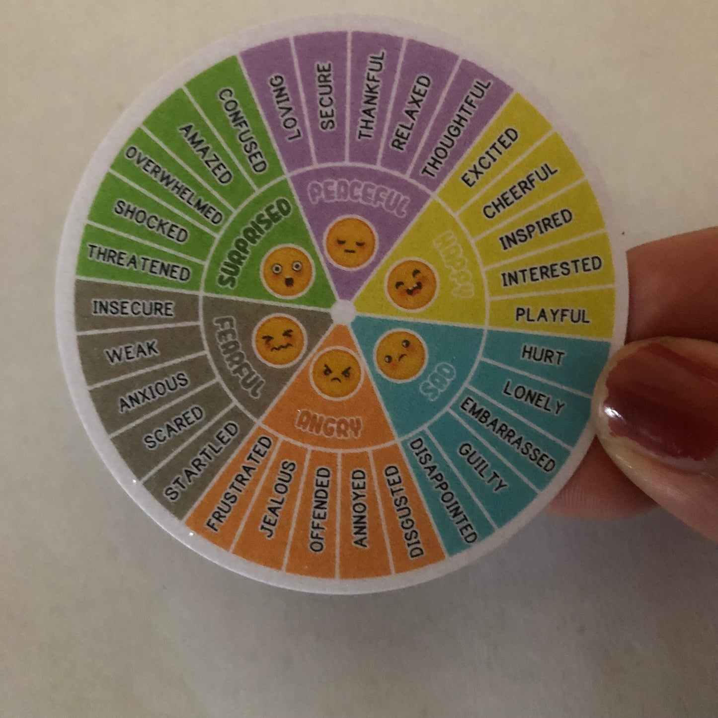 Emotion wheel sensory sticker for anxiety relief