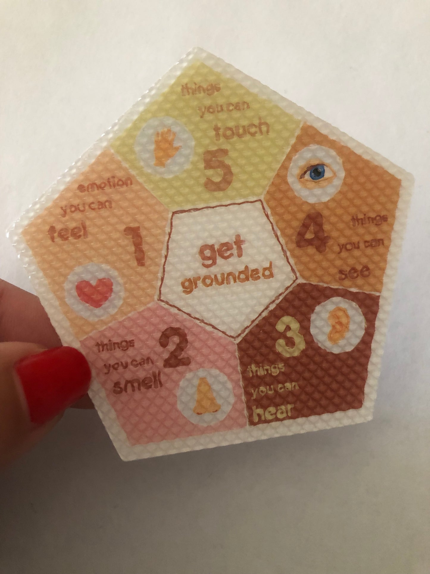 Grounding method sensory sticker for anxiety relief