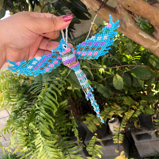 Hummingbird colibrí beaded keychain