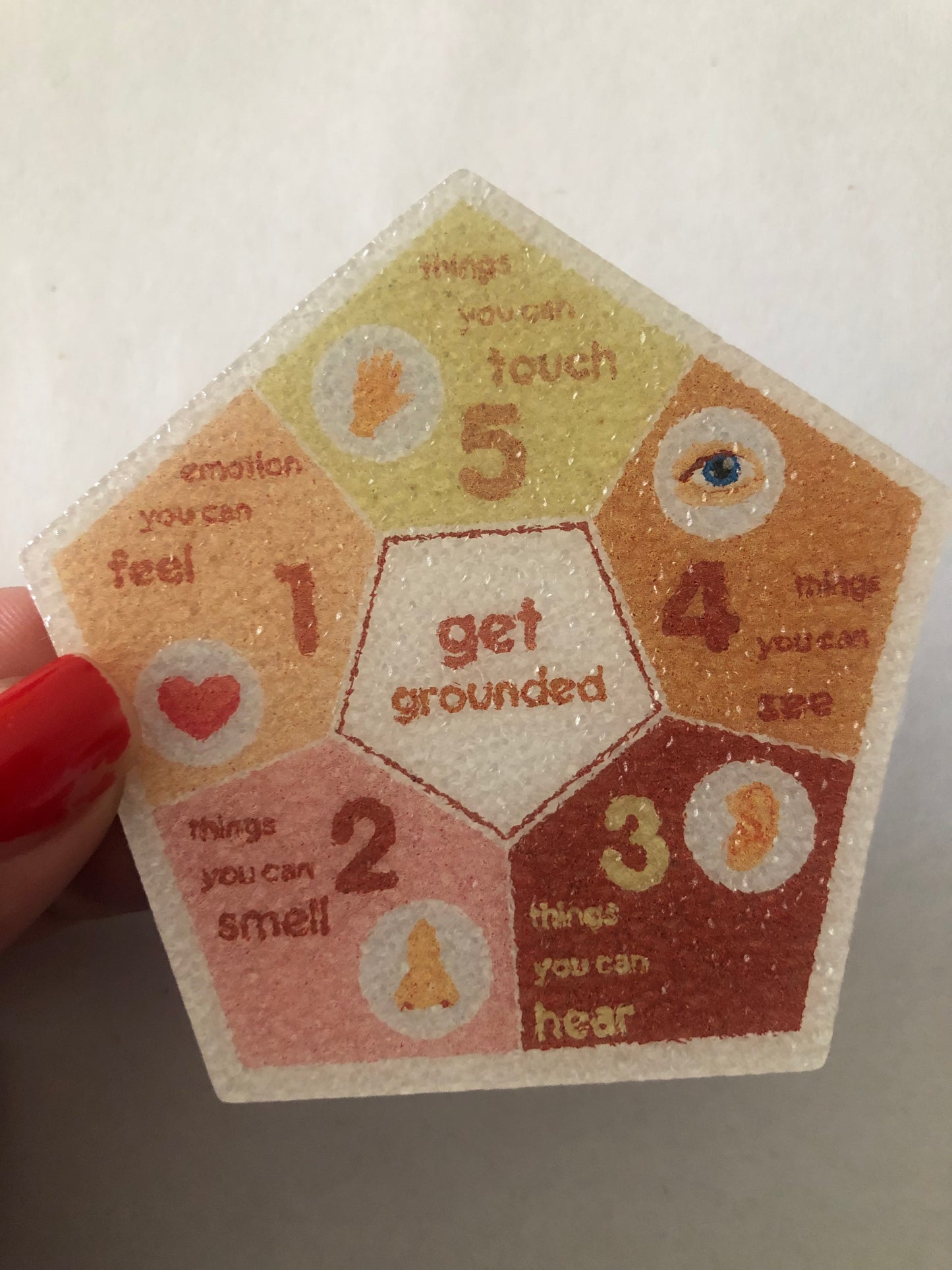 Grounding method sensory sticker for anxiety relief