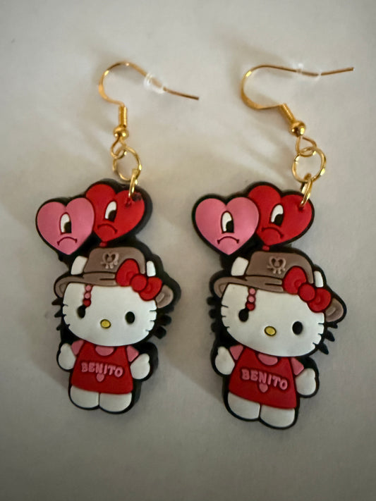 Hello Kitty and Benito Bad Bunny earrings