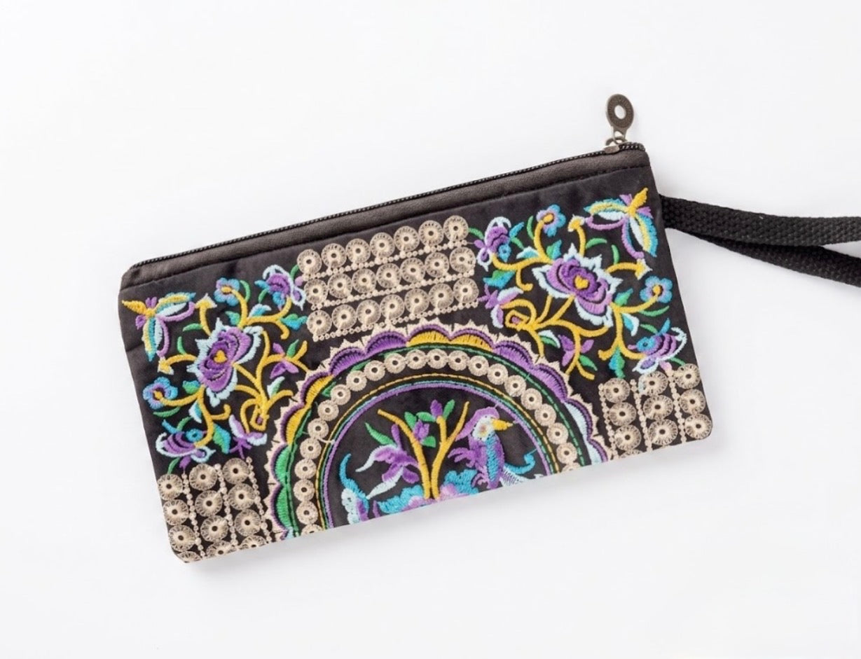 Mexican embroidered wristlet