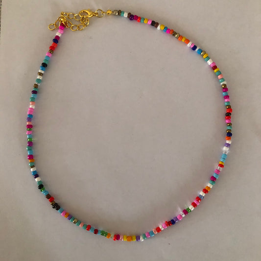 Colorful Glass seed beaded choker necklace