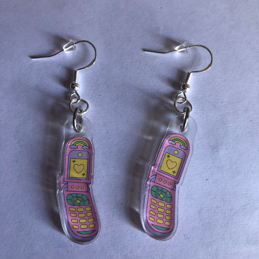 Flip phone y2k charm earrings