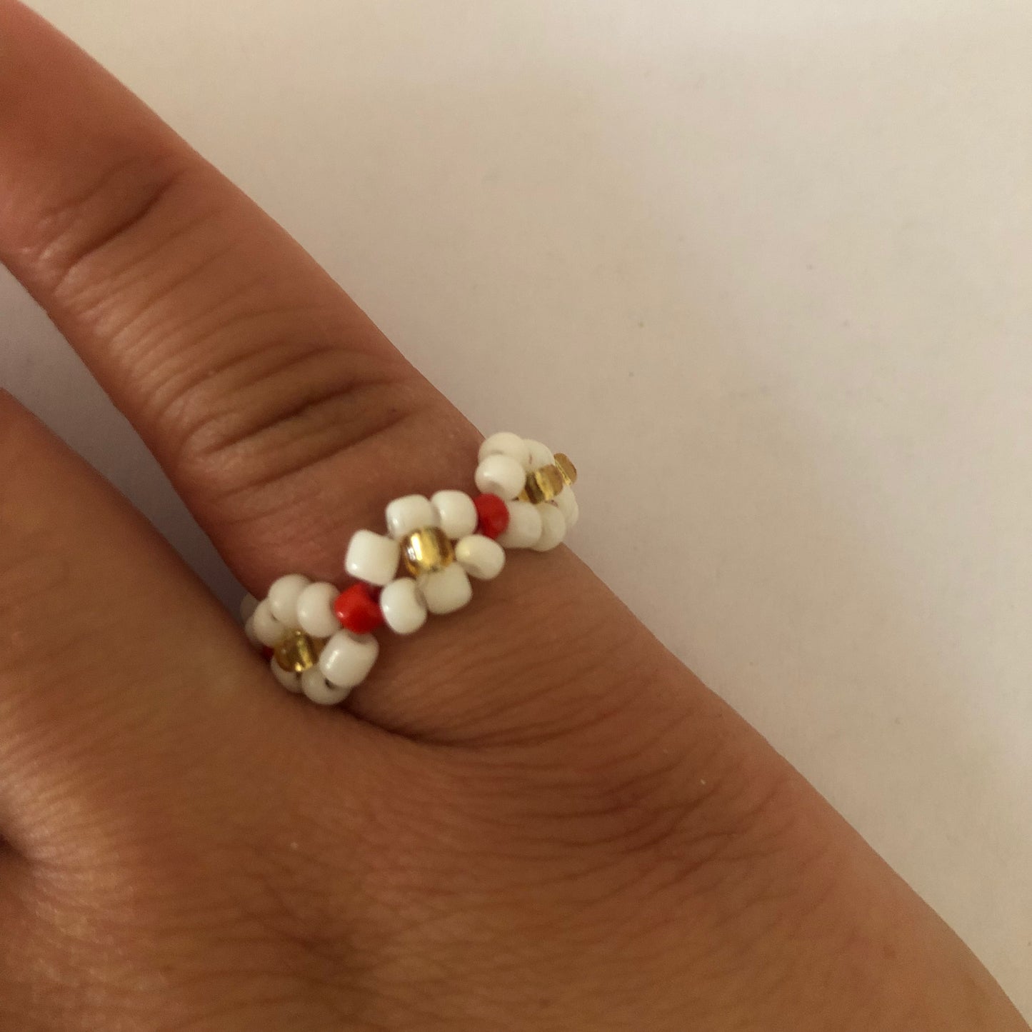 Flower beaded ring