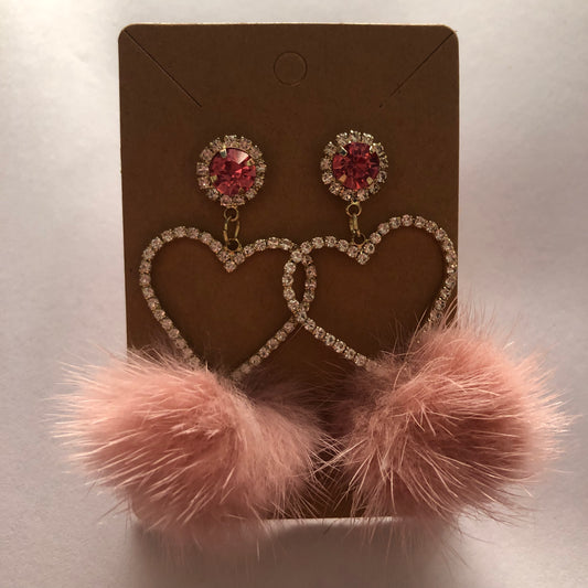 Valentines Day Pom Pom Heart y2k earrings