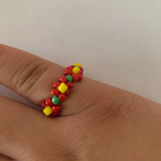 Flower beaded ring