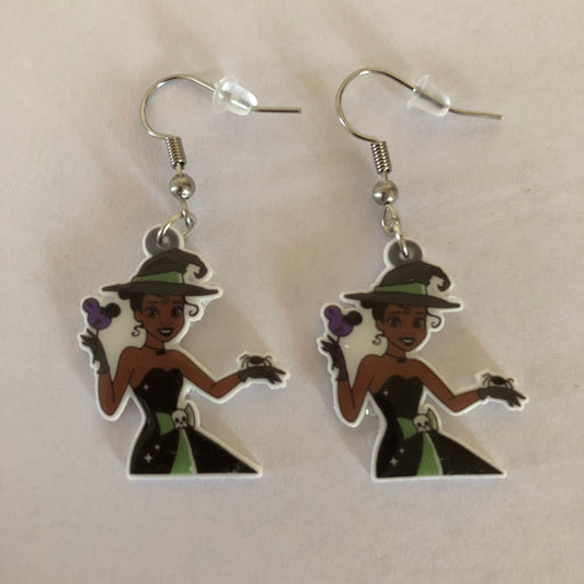 Halloween Princess Tiana Witch Spooky Earrings