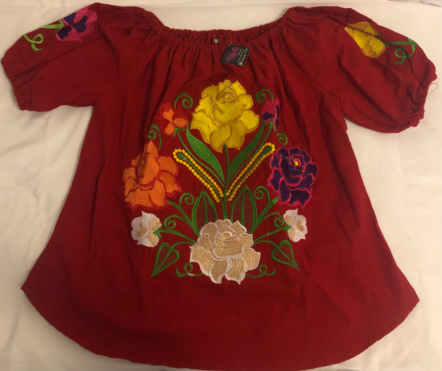 Mexican embroidered shirt off the shoulder Blusa bordada mexicana